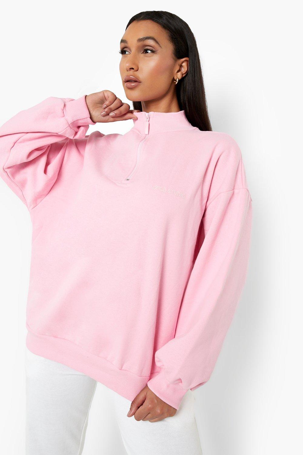 Pink zipper sweater best sale